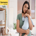 Postnatal Ayurvedic care with nourishing foods and traditional treatments for mothers.